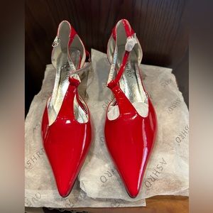 Kitten Heel Red Patent Leather Shoes
